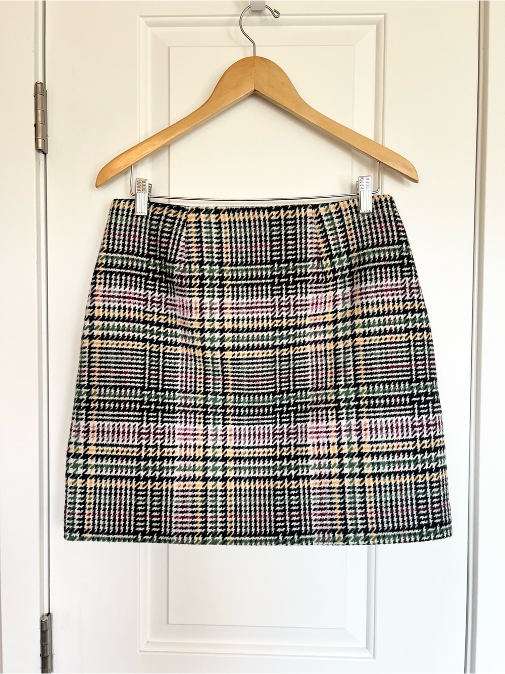 Loft wool blend houndstooth mini pencil skirt Size 6 Preppy Multicolor Office - Picture 3 of 7